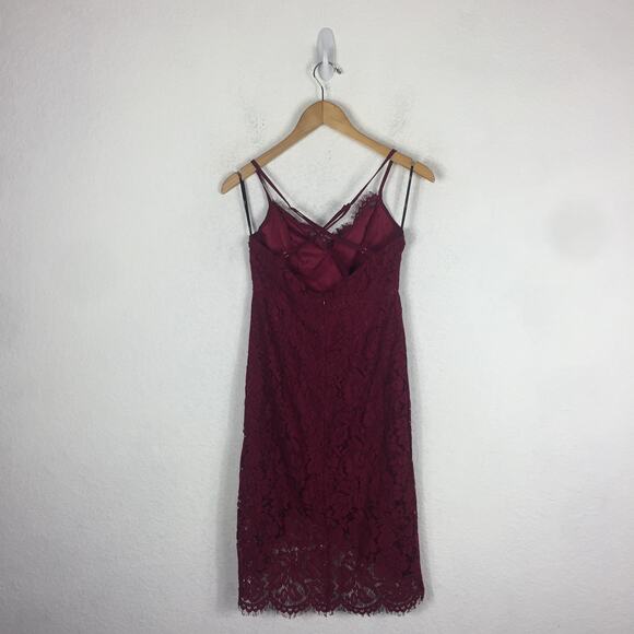 Lulus Flirting with Desire Burgundy Lace Bodycon Dress Small Whimsigoth Cocktail - Picture 12 of 13